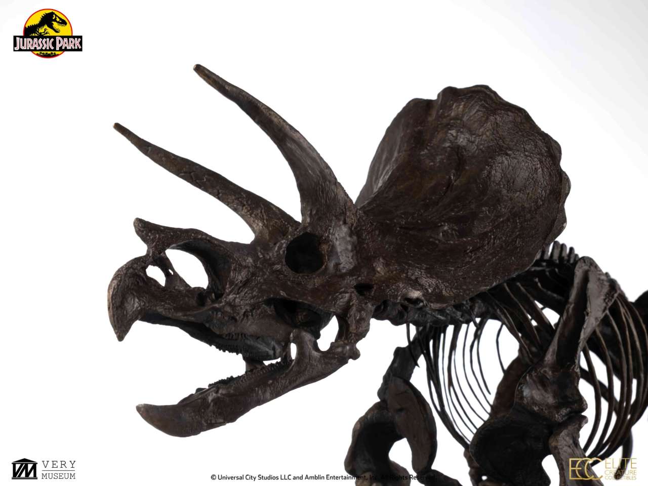 ECC - Jurassic Park Triceratops Fossil Skeleton 1:12 Bronze Statue