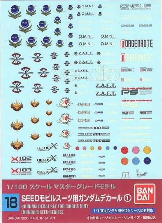 BANDAI - Gunpla - Decal - 1/100 Series Seed 18