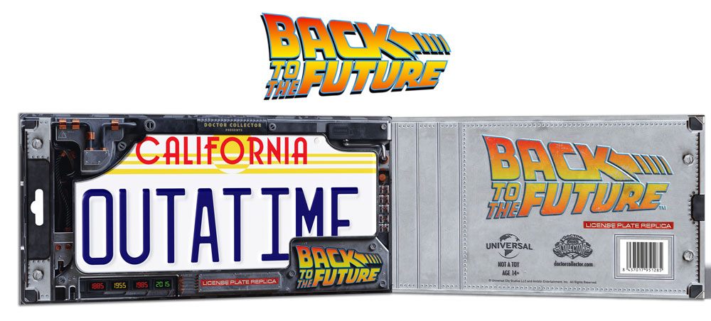 DOCTOR COLLECTOR - Back to the Future Replica 1:1 ´OutaTime´ DeLorean License Plate