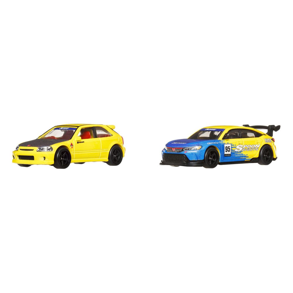 MATTEL - Hot Wheels Premium Car Culture Diecast Vehicle 2-Pack 1/64 '99 Honda Civic Type R (EK9) & Honda Civic Type R