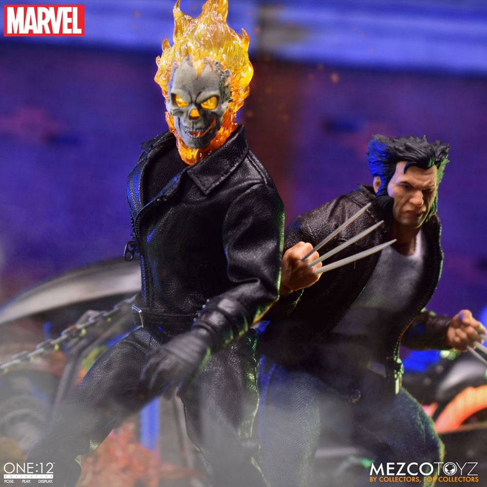 MEZCO TOYS - Ghost Rider Action Figure & Vehicle with Sound & Light Up 1/12 Ghost Rider & Hell Cycle