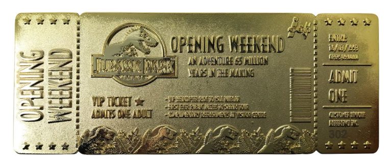 FANATTIK - Jurassic Park Replica Opening Weekend VIP Ticket (gold plated) - Animetoys