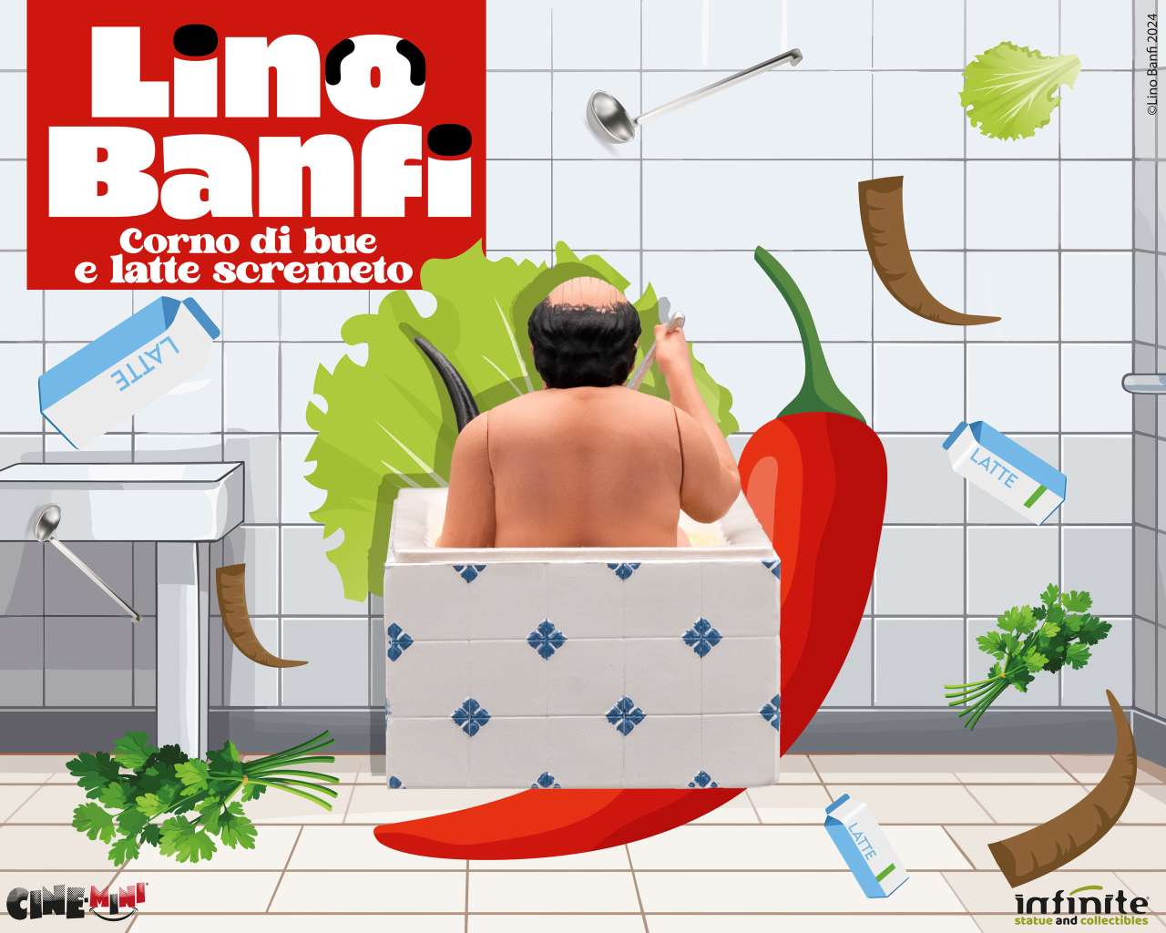 INFINITE STATUE - Lino Banfi Corno Di Bue e Latte Scremeto Cinemini pvc