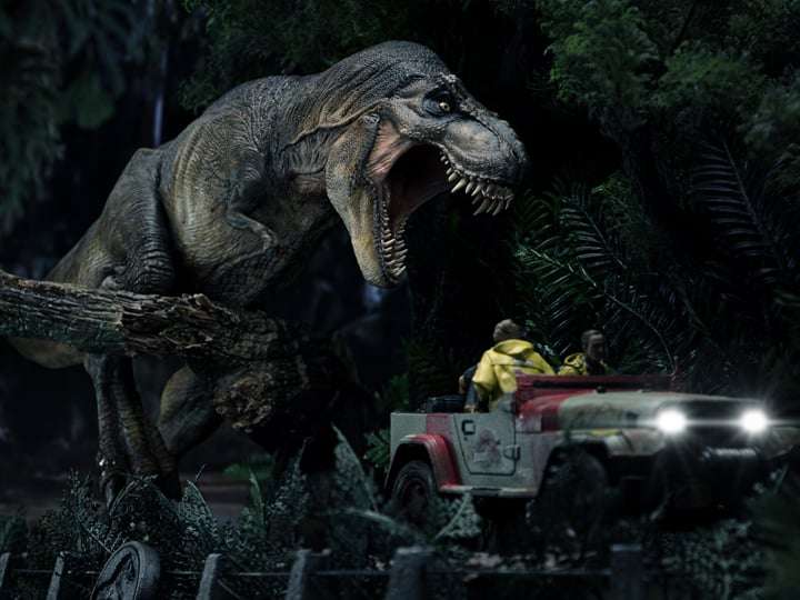 IRON STUDIOS - Jurassic Park Demi Art T-Rex Attacks