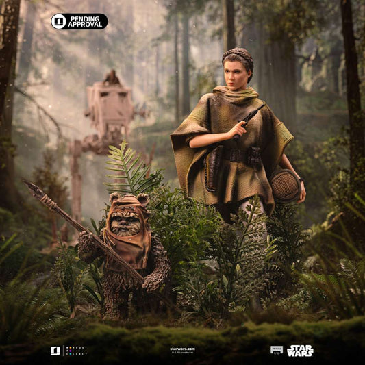 IRON STUDIOS - Star Wars Episode 6 Leia And Wicket 1/10 Statue