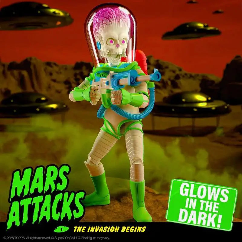 SUPER 7 - Mars Attacks Ultimates! Wave 02 Martian Invasion Begins Glow In The Dark