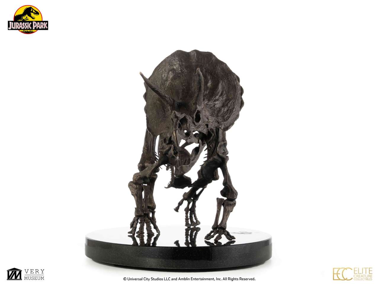 ECC - Jurassic Park Triceratops Fossil Skeleton 1:12 Bronze Statue