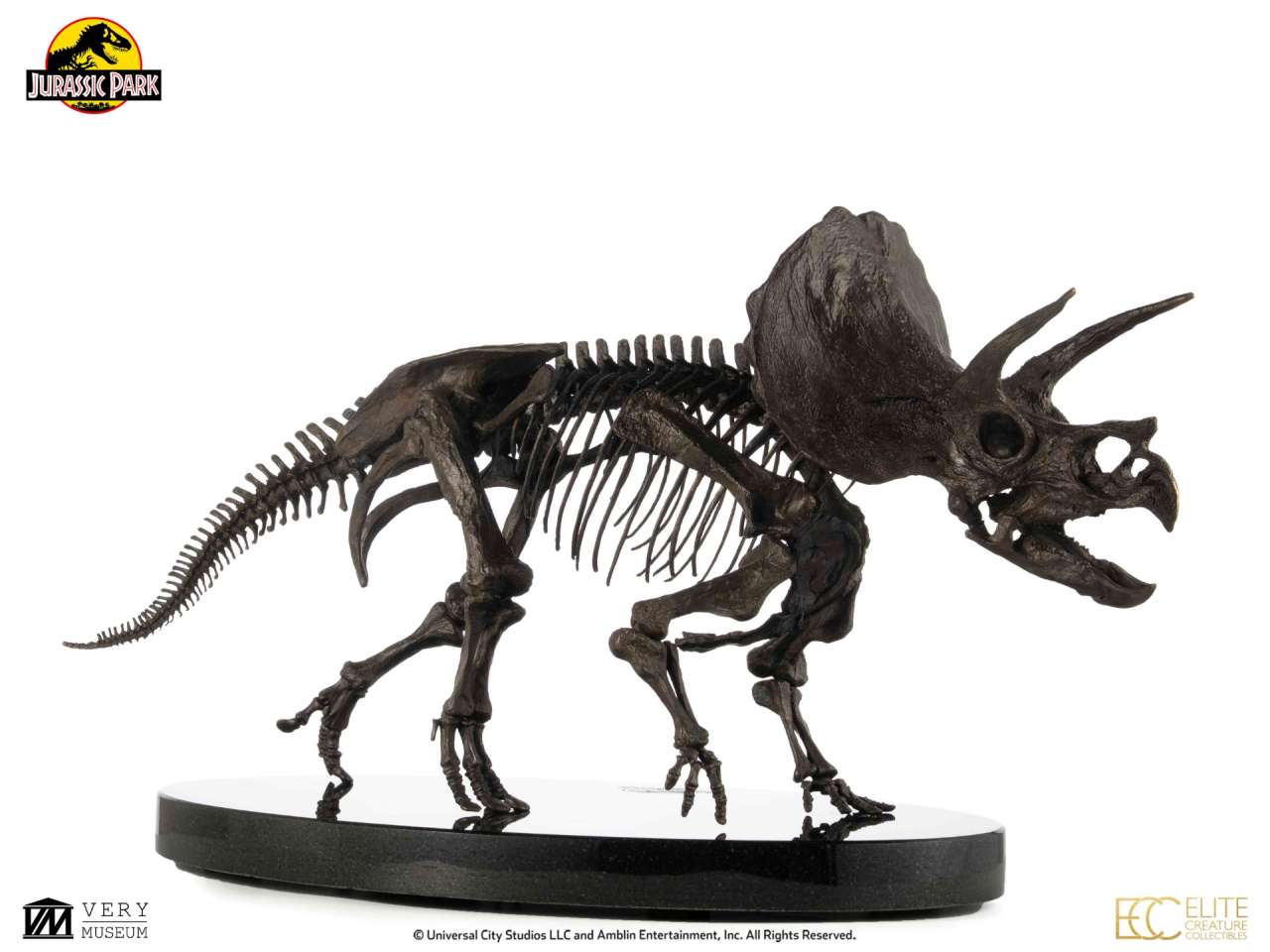 ECC - Jurassic Park Triceratops Fossil Skeleton 1:12 Bronze Statue