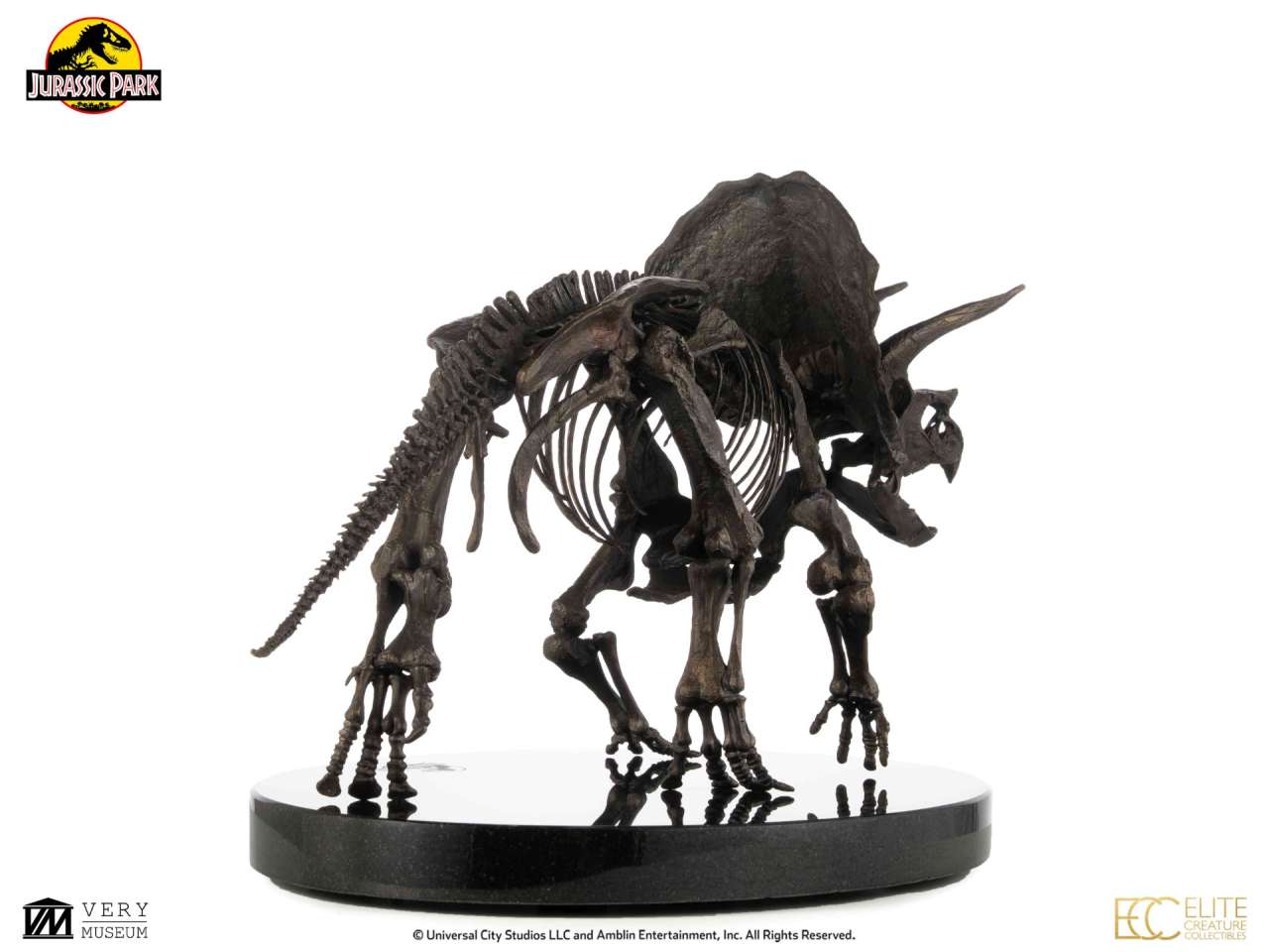ECC - Jurassic Park Triceratops Fossil Skeleton 1:12 Bronze Statue