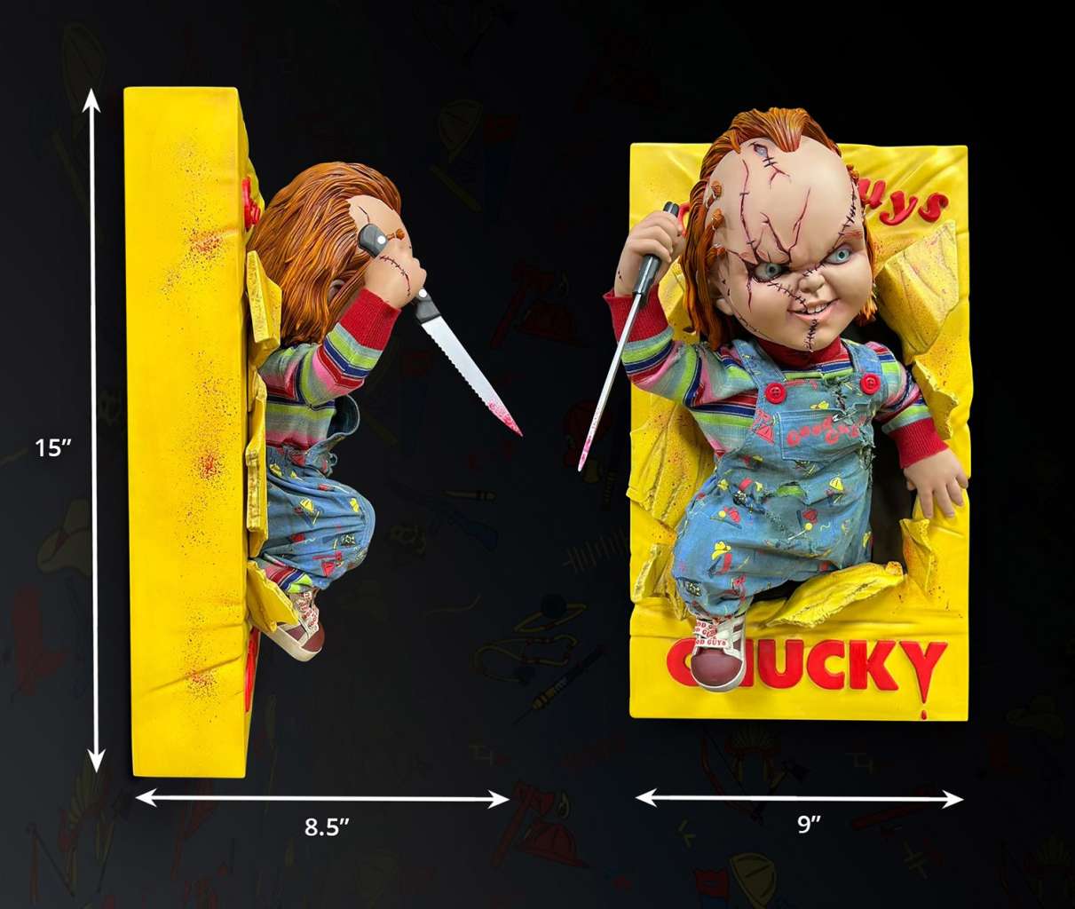 HOLLYWOOD COLLECTIBLE - Bride Of Chucky - Chucky Half Size Wall Sculpture