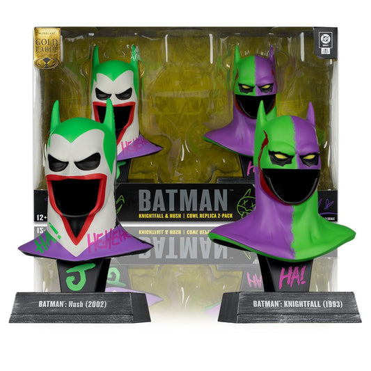 Mc FARLANE TOYS - Dc Direct 1:3 Batman Cowl Prop Replica Batman Hush + Batman Knightfall Jokerozed 2-pack