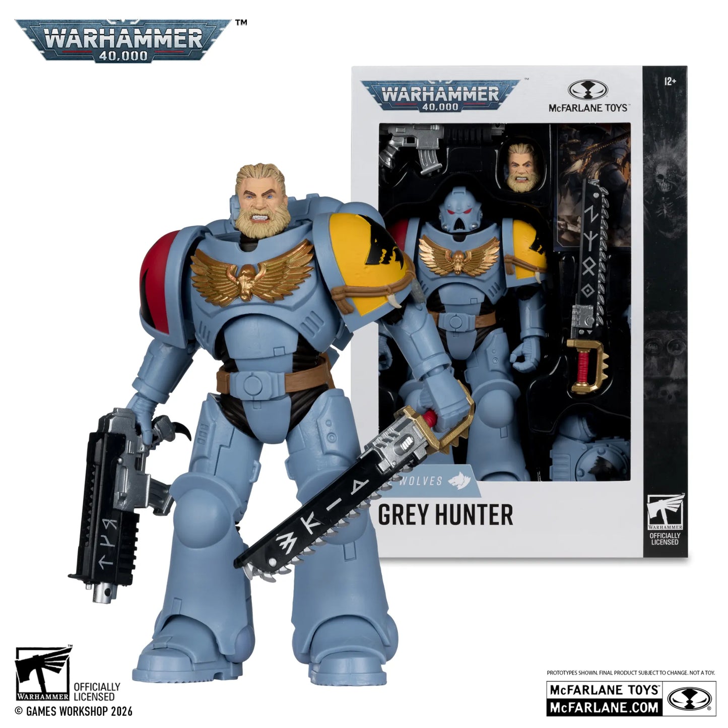 Mc FARLANE TOYS - Warhammer 40000 7inch Wv12 Space Wolves Grey Hunter Action Figure