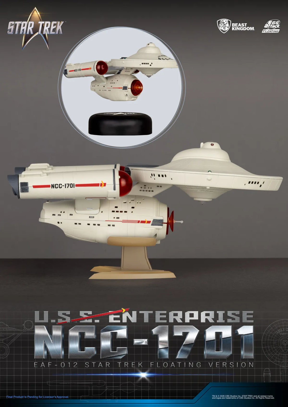 BEAST KINGDOM - Star Trek U.s.s. Enterprise Ncc-1701 Floathing Version