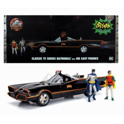 DICKIE TOYS - Dc Comics - Classic Television Series 1/18 Batmobile 66 with Lights and Die Cast Figures