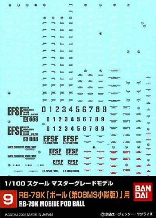 BANDAI - Gunpla - Decal - 1/100 RB-79K Pod Ball 9