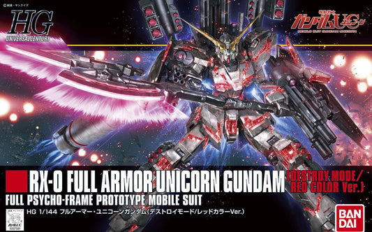 BANDAI MODEL KIT - Gunpla - HG Universal Century - RX-0 Full Armor Unicorn Destroy Mode Red #199 1/144