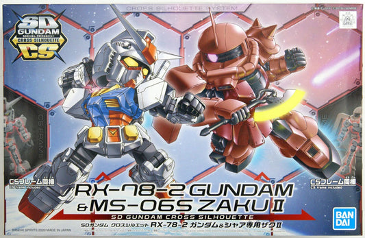 BANDAI - Gunpla - SD Cross Silhouette RX-78-2 Gundam & MS-06S Zaku II 2 Set