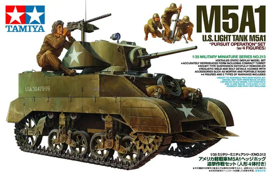TAMIYA -  US Light Tank M5A1 - Pursuit Operation w/4 Figures  1/35