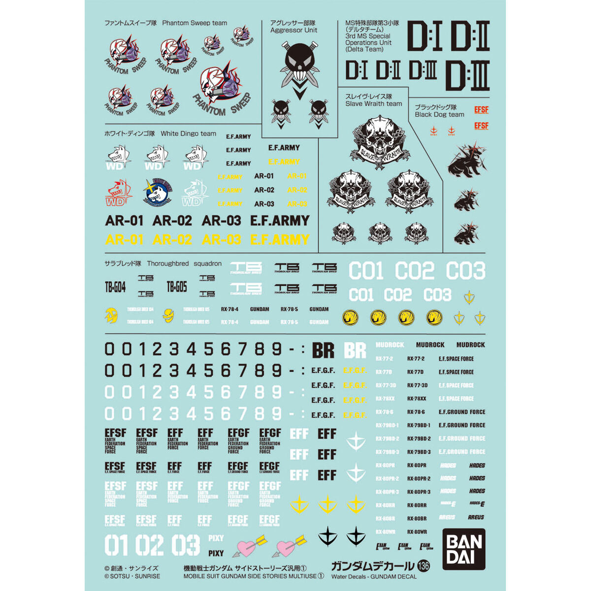 BANDAI - GUNPLA - DECAL GUNDAM SIDE ST MULTI 1 #136