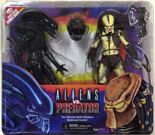 NECA - Alien vs Predator Alien & Predator W Mini Comic Action Figure