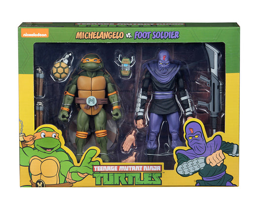 NECA - Nickelodeon - Teenager Mutant Ninja - Michelangelo vs Foot Soldier Action Figure