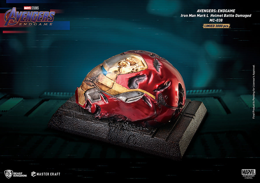 BEAST KINGDOM - Marvel - Avengers Endgame Master Craft Statue Iron Man Mark 50 Helmet Battle Damaged