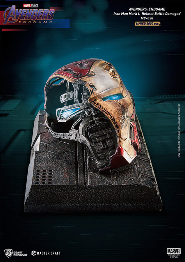 BEAST KINGDOM - Marvel - Avengers Endgame Master Craft Statue Iron Man Mark 50 Helmet Battle Damaged