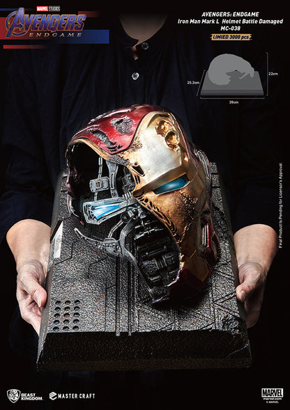 BEAST KINGDOM - Marvel - Avengers Endgame Master Craft Statue Iron Man Mark 50 Helmet Battle Damaged