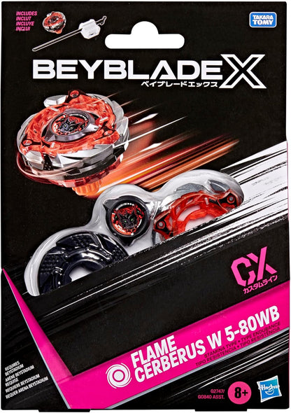Hasbro Beyblade X Flame Cerberus W 5-80WB CX Starter Pack Set, Takara Tomy Spinning Top (Endurance Type) and Starter