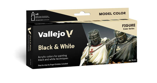 VALLEJO - Black And Ahite (8) Color Set 70151