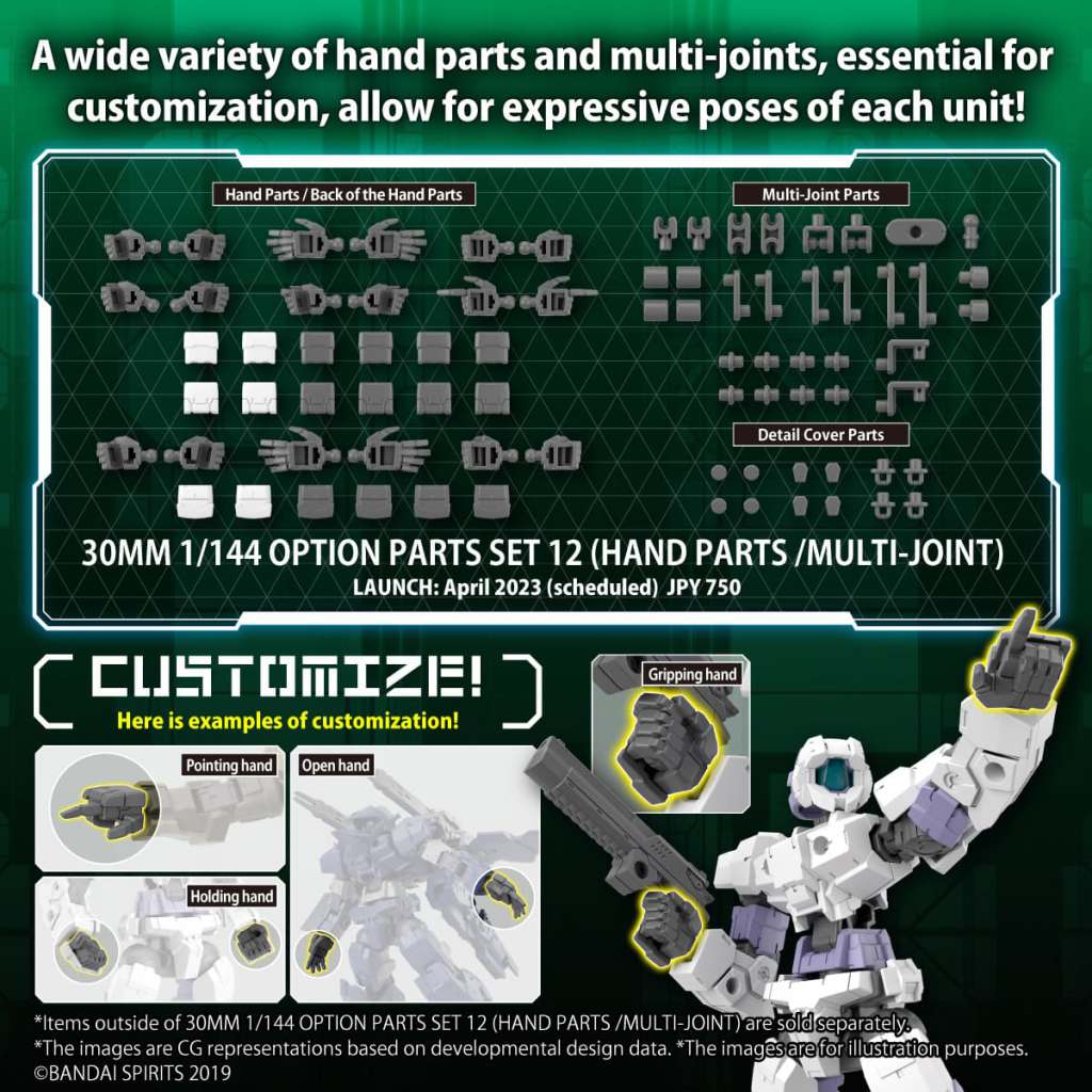 BANDAI - 30MM - OptionsS Parts Set 1:2 Hand Parts 1/144