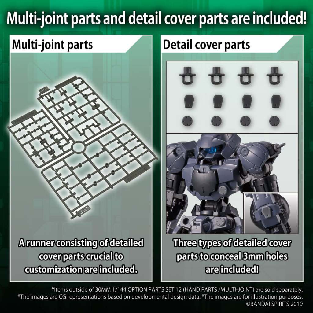 BANDAI MODEL KIT - 30MM OPTIONS PARTS SET 12 HAND PARTS W-23  1/144