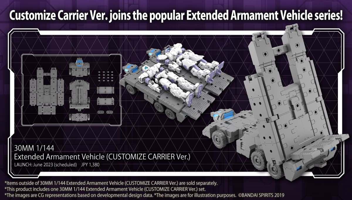 BANDAI MODEL KIT - 30MM -CUSTOMIZE CARRIER Ver Extended Armament Vehicle EV-13  1/144