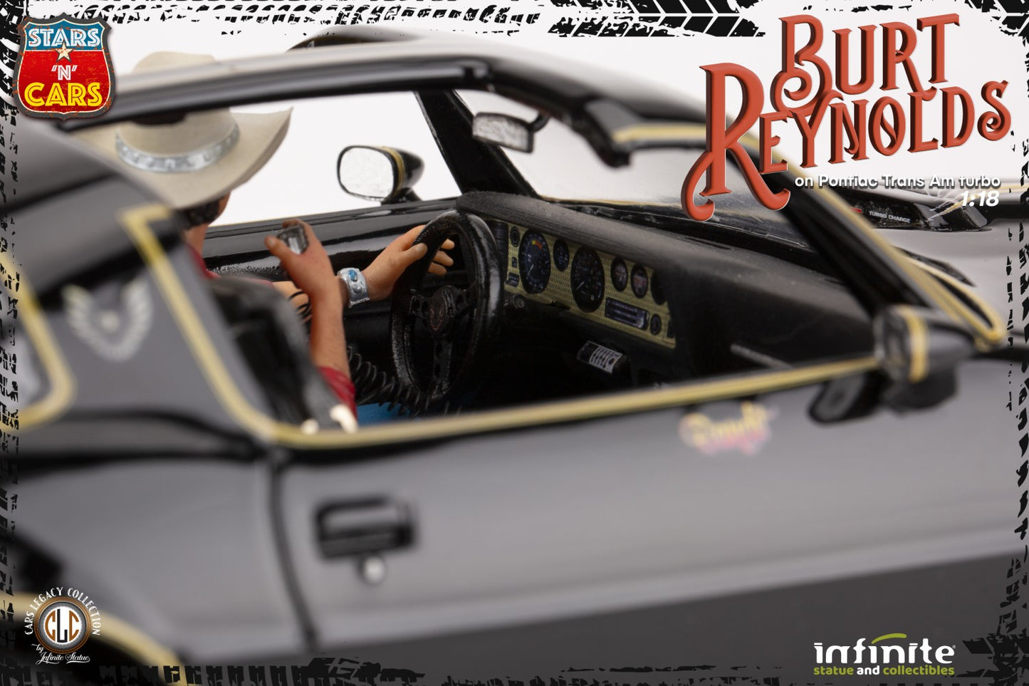 INFINITE STATUE - Burt Reynolds on Pontiac firebird trans am 1980 Stars 'n' cars 1:18 Resin Statue