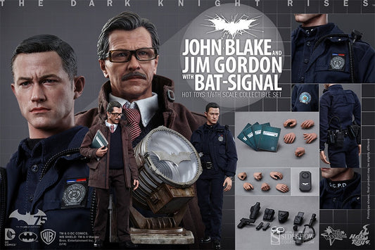 HOT TOYS - Dc Comics - Batman The Dark Knight Rises - Jhon Blake and Jim Gordon with Bat-Signal - Movie Masterpiece 1:6 Action Doll