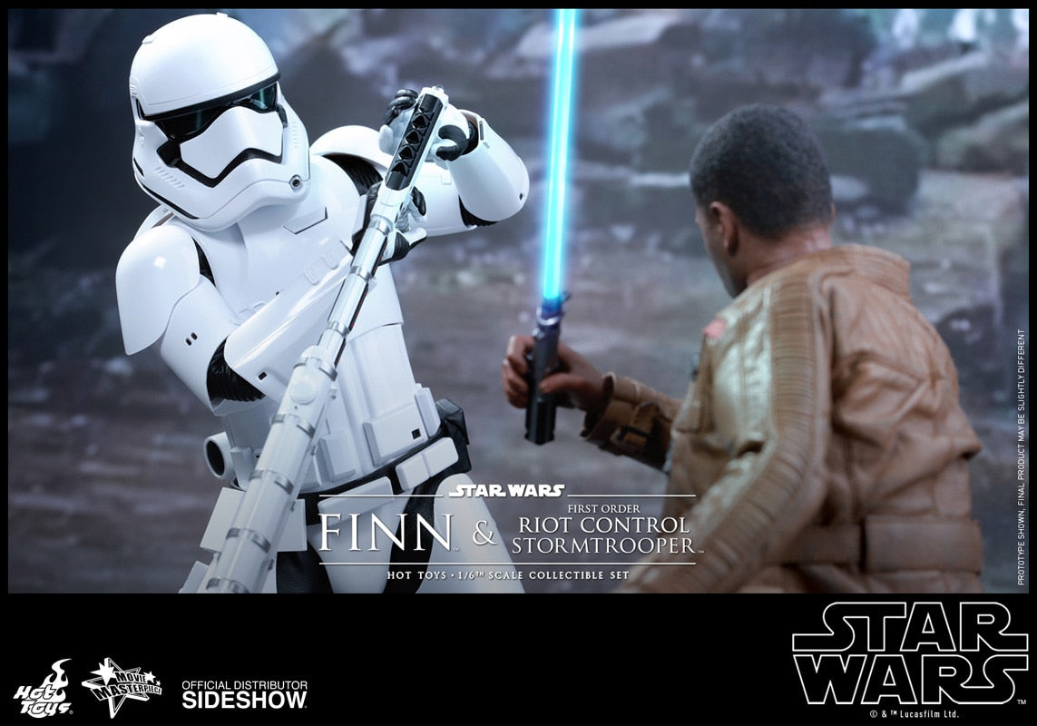 HOT TOYS - Star Wars - Episode VII The Force Awakens - Finn and First Order Riot Control Stormtrooper - Movie Masterpiece 1:6 Action Doll