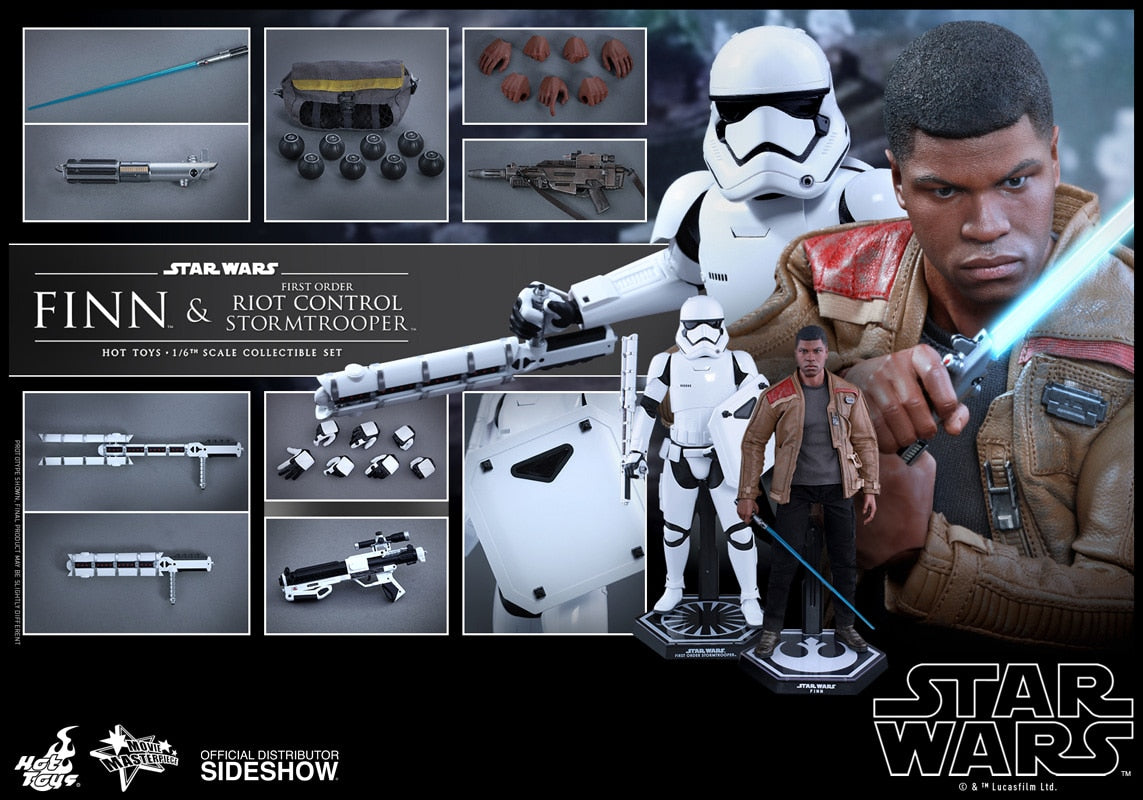 HOT TOYS - Star Wars - Episode VII The Force Awakens - Finn and First Order Riot Control Stormtrooper - Movie Masterpiece 1:6 Action Doll