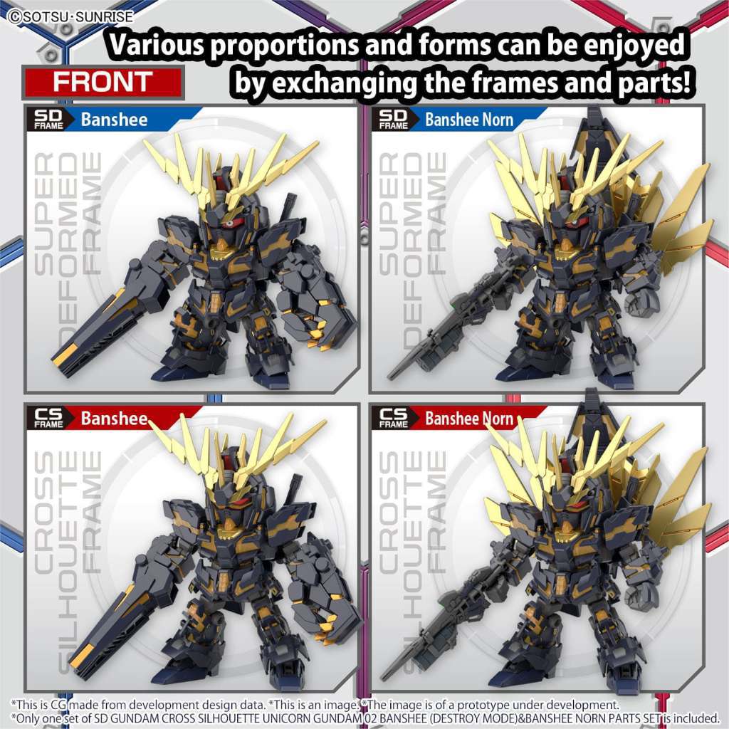 BANDAI - Gunpla - SD Cross Silhouette - Unicorn Gundam 02 Banshee Destroy Mode & Norn Parts #19