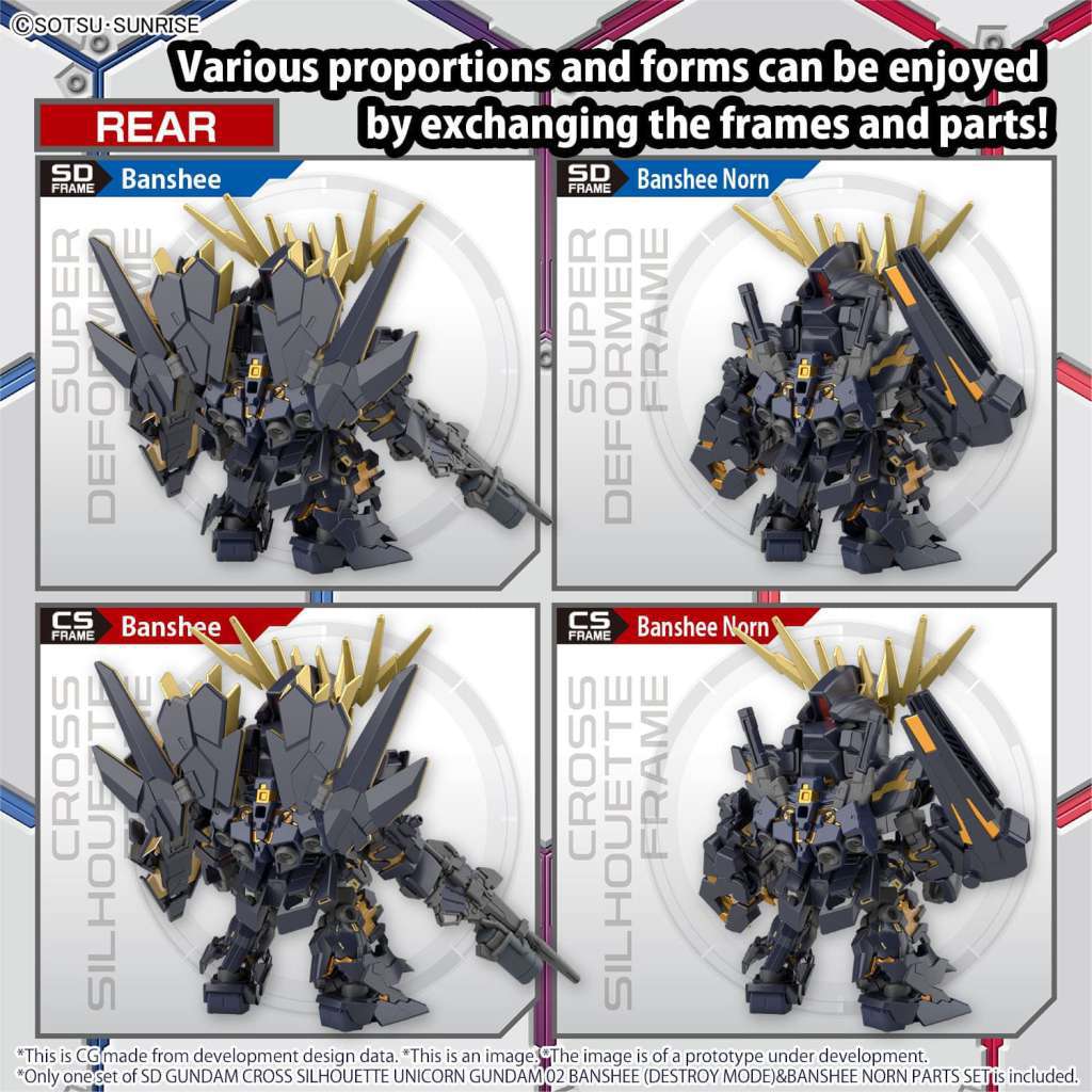 BANDAI - Gunpla - SD Cross Silhouette - Unicorn Gundam 02 Banshee Destroy Mode & Norn Parts #19