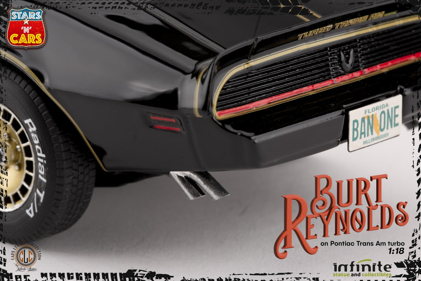 INFINITE STATUE - Burt Reynolds on Pontiac firebird trans am 1980 Stars 'n' cars 1:18 Resin Statue