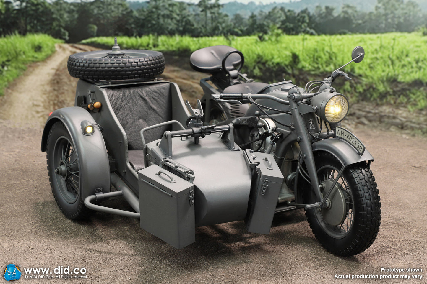 DID/3R -  1/6 WWII German Zündapp KS 750 Motorcycle with Sidecar Grey Version