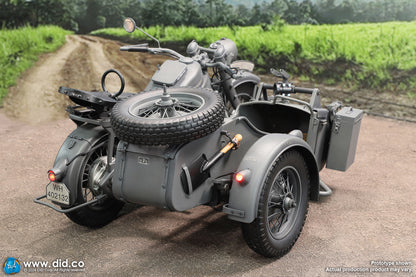 DID/3R -  1/6 WWII German Zündapp KS 750 Motorcycle with Sidecar Grey Version