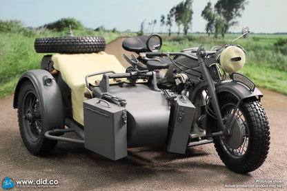 DID/3R -  1/6 WWII German Zündapp KS 750 Motorcycle with Sidecar Grey Version