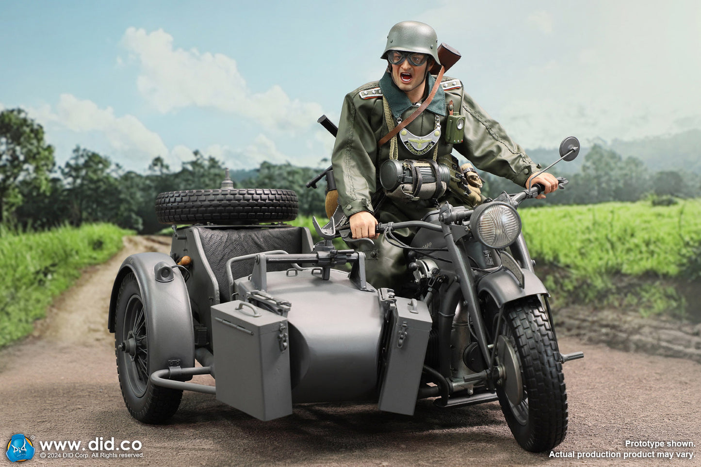 DID/3R -  1/6 WWII German Zündapp KS 750 Motorcycle with Sidecar Grey Version