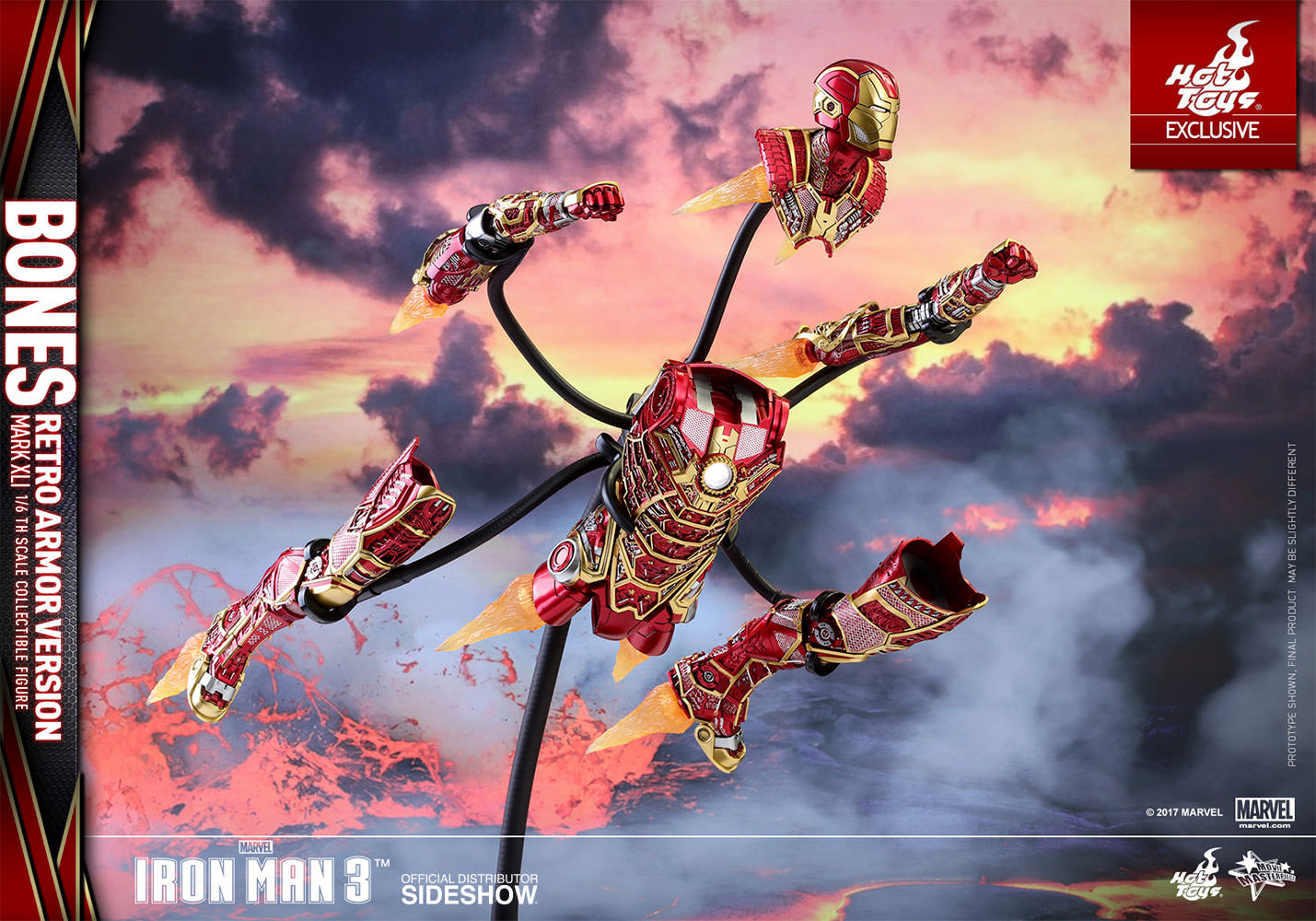 HOT TOYS - Marvel - Iron Man 3 - Iron Man Mark XLI - Bones (Retro Armor Ver) - Movie Masterpiece 1:6 Action Doll EXCLUSIVE