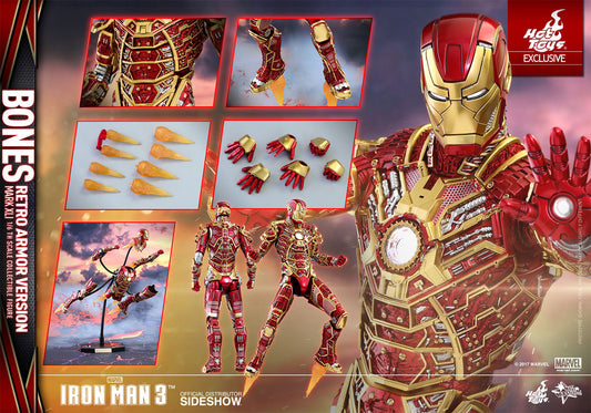 HOT TOYS - Marvel - Iron Man 3 - Iron Man Mark XLI - Bones (Retro Armor Ver) - Movie Masterpiece 1:6 Action Doll EXCLUSIVE