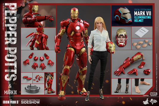 HOT TOYS - Marvel - Iron Man 3 - Pepper Potts & Mark IX - Movie Masterpiece 1:6 Action Doll
