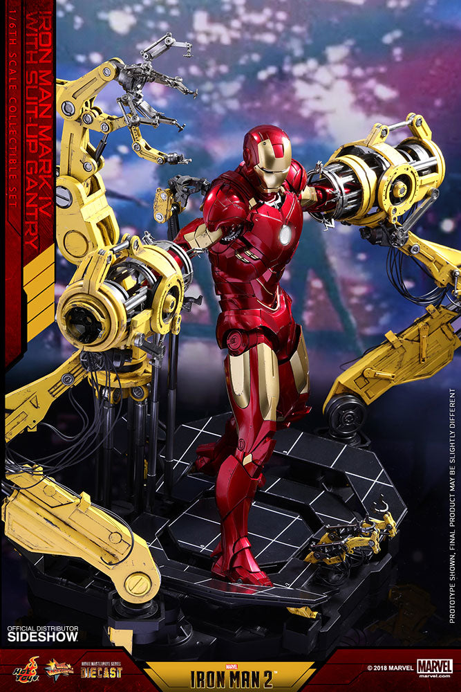 HOT TOYS - Marvel - Iron Man 2 - Suit-Up Gantry with Iron Man Mark IV - Die Cast Movie Masterpiece 1:6 Action Doll Limited Edition MMS160