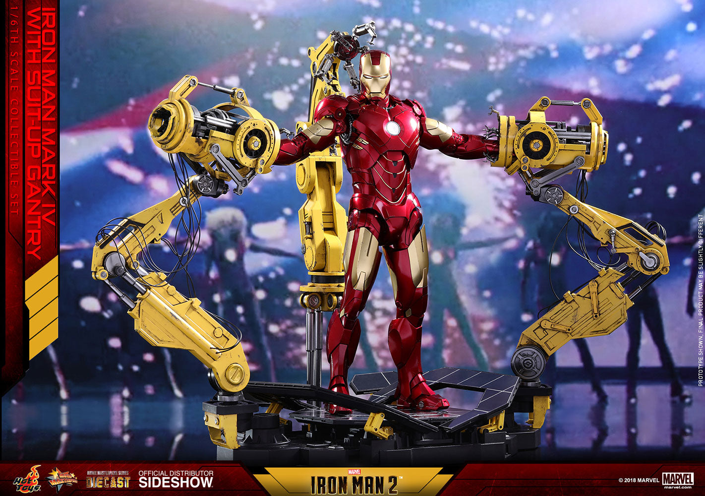 HOT TOYS - Marvel - Iron Man 2 - Suit-Up Gantry with Iron Man Mark IV - Die Cast Movie Masterpiece 1:6 Action Doll Limited Edition MMS160