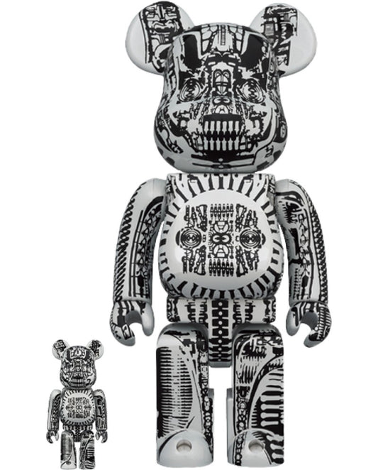SIDESHOW - H.R. Giger Bearbrick - White Chrome Ver 100% and 400% Figure